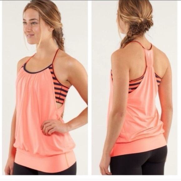 lululemon athletica Tops - Lululemon No Limits Stripe Layered Built-In Sports Bra Tank